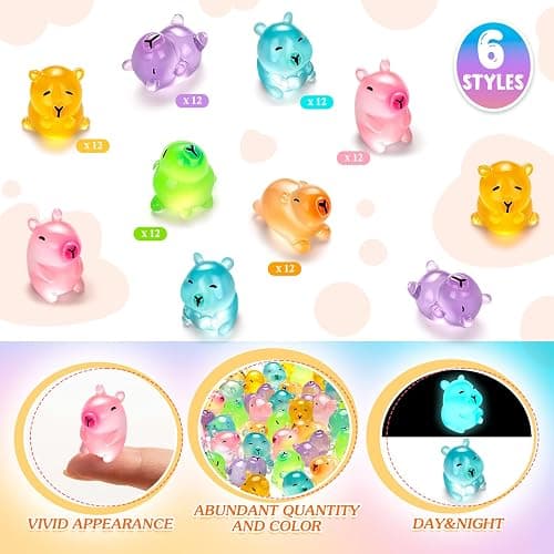 36PCS Luminous Mini Resin Capybara Miniature Capybara Figurines Glow in The Dark, Cute Tiny Capybaras Toys for Crafts Fairy Garden Landscape Capybaras Birthday Decorations (6 Style) thumbnail 3