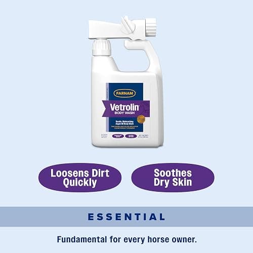 Farnam Vetrolin Body Wash, Time-Saving with No Scrubbing, Gentle and Moisturizing with Argan Oil, Soothes Dry Skin, for Horses and Dogs, 32 fl oz. thumbnail 7