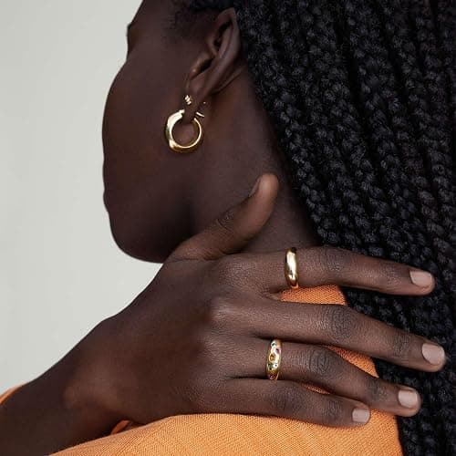 AllenCOCO Chunky Gold Plated Rings for Women - Trendy Cubic Zirconia 14k Gold Filled Stackable Rings thumbnail 6