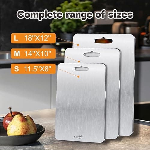 Titanium Cutting Board Set of 3,100% Pure Titanium Cutting Boards for Kitchen, 2025 New Double Sided Food-Grade Chopping Board for Cutting Meat Vegetable Fruit thumbnail 7