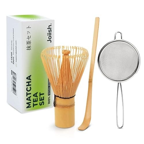 Joiish Matcha Whisk Set, Bamboo Whisk (Chasen), Scoop (Chashaku) & Stainless Steel Sifter, 3-PC Replacement Tool Kit for Matcha Tea Making - Image 1