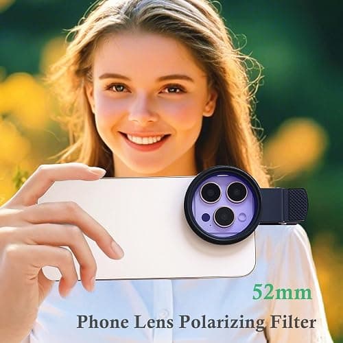 52mm Clip-on CPL Phone Camera Lens Filter, CPL Filter for iPhone 16 15 14 13 12 11,Samsung BLU, Motorola, Xiaomi and Other Smart Phones thumbnail 2