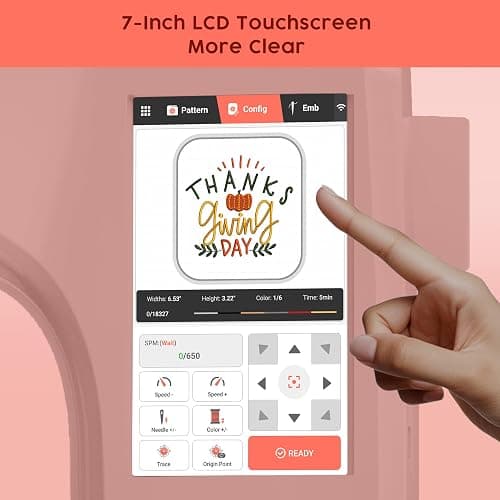Poolin EOC05 Embroidery Machine Maximum Embroidery Area 4x9.25inch, 7 Inch Touch Screen Comes with WiFi Design Transfer, Includes All Accessories Supplies and Training for Beginners thumbnail 4