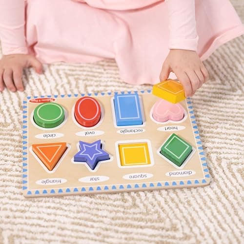 Melissa & Doug Shapes Wooden Chunky Puzzle (8 pcs) Color Matching Shape Sorter Toys for Toddlers Ages 2+ - FSC Certified thumbnail 9