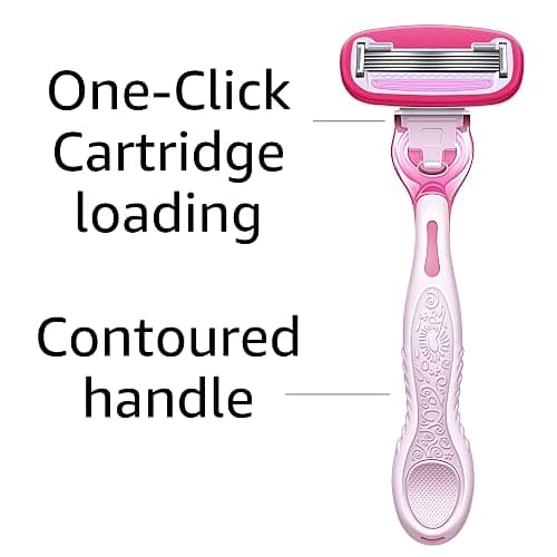 Amazon Basics Women's 5 Blade FITS Razor for Women, FITS Amazon Basics FITS Handle and Venus Handles, Includes 1 FITS Handle, 2 Cartridges & 1 Shower Hanger - Pink - 2 Count (Pack of 1) thumbnail 8