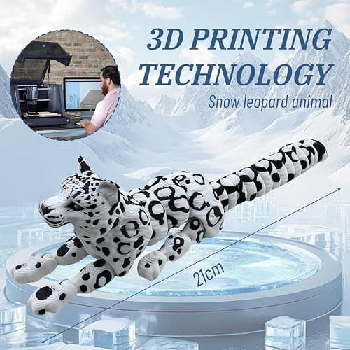 Mrltau 3D Printed Animals Snow Leopard, 3D Printed Toys Gift For Boy And Adult, Animal Toys, 3D Printed Toys Gift For Boy And Adult (20 Cm) thumbnail 3
