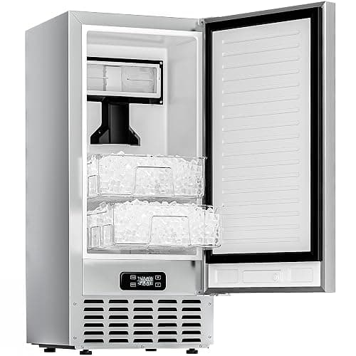 EUHOMY Under Counter Nugget Ice Maker Machine, 70Lbs/Day, Bulit-in Freestanding Ice Maker with Double Ice Baskets, Self-Cleaning & 24H Timer Ice Machine, for Home Use(Silver) - Image 1