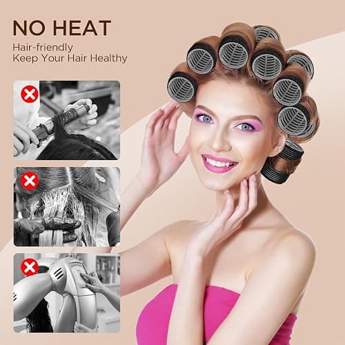 Romon 31 Pièces Bigoudis Cheveux Set, 18 Rouleaux Cheveux Chauffant Heatless Curling avec 3 Tailles 40mm 30mm 20mm avec 12 Pinces à Cheveux et 1 Peigne pour Tous Les Cheveux Courts, Moyens Ou Longs thumbnail 5