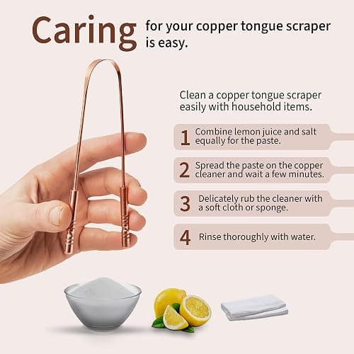 MasterMedi Pure Copper Tongue Scraper for Adults, Tongue Scrubber for Bad Breath, Easy to Use, Tongue Cleaner for Oral Care & Hygiene (Copper Pack of 1 With Case) thumbnail 7