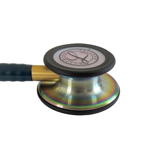 3M Littmann Classic III Monitoring Stethoscope, 5807, More Than 2X as Loud, Weighs Less, Stainless Steel Rainbow-Finish Chestpiece, 27" Caribbean Blue Tube, Brass Stem and Headset thumbnail 5