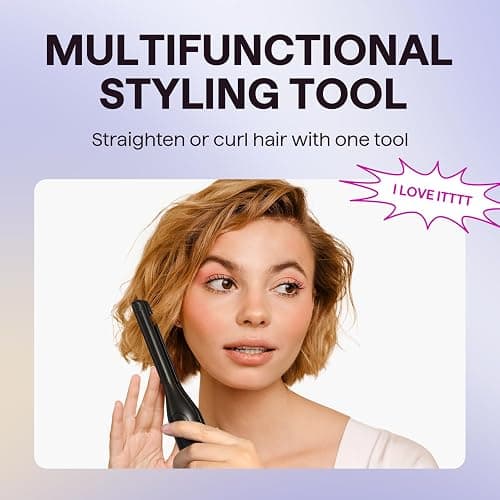 Wavytalk 0.3" Pencil Flat Iron Small Straightener for Short Hair&Pixie Cut | 5 Adjustable temperature settings, 0.3" Ceramic Tourmaline Plates Control Root Styling, Curved Design with Rounded Edges thumbnail 4