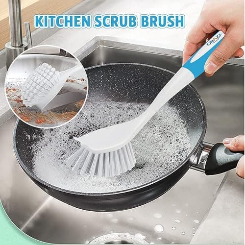 6 Pack Household Deep Cleaning Set - Kitchen, Bathroom & Floor Cleaning Brushes, Includes Scrub, Dish, Bottle, Grout, Crevice & Shoe Brushes thumbnail 3