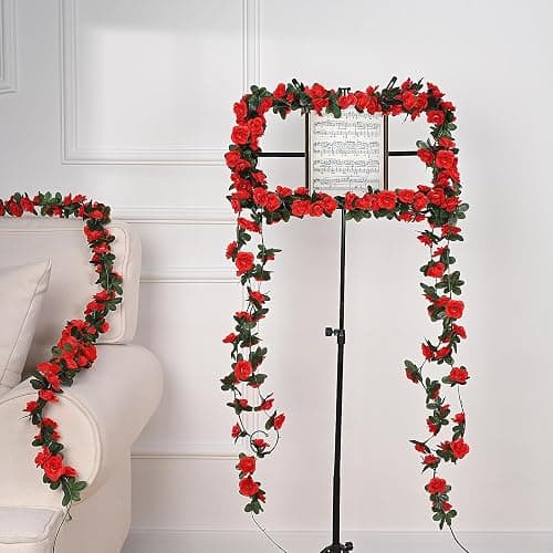 MARTINE MALL Rose Flower Garland, 5 Strands 41Ft Vines for Room Decor, Red Rose Floral Garland for Birthday, Wedding & Party thumbnail 7