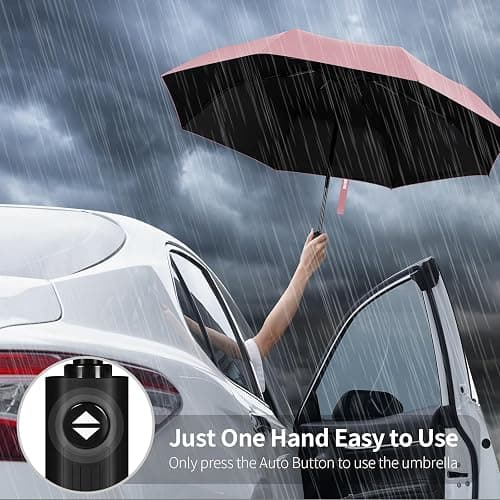 Yoobure Windproof Travel Umbrella - Automatic Umbrellas for Rain, Compact Folding Umbrella with UV Protection, Lightweight Portable Design for Backpack/Walking/Car, Sun & Storm Ready thumbnail 4