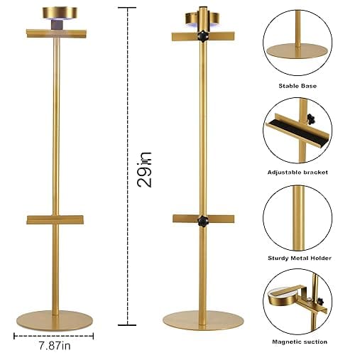 NKJIH Adjustable Desktop Photo Frame Stand with Magnetic Wall Painting Light, Holds Picture Frames up to 30 Inch,with Rechargeable Battery,Metal Vertical Stand with 3 Color Temperature & 13RGB Poster Lights, for Displaying Picture Frames, Artworks (Gold) thumbnail 4