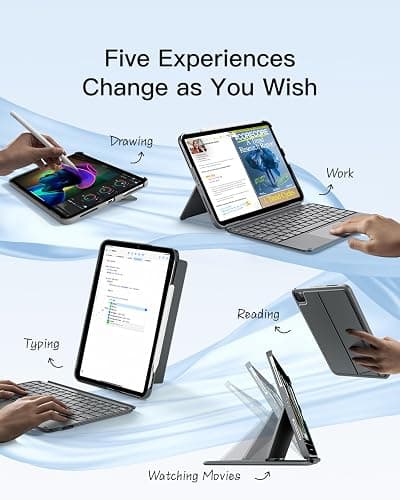 Inateck for iPad 11th/10th Gen Case with Keyboard,for iPad 10th(10.9")/11th Gen(2025 A16),Air 11" M3/M2,Air 6/5/4th,Pro 11 4/3/2/1th,Ultralight Detachable Keyboard with Touchpad, AceTouch Gray thumbnail 7
