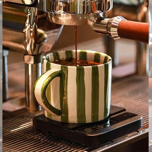 CACXKEP 8 Oz Coffee Mug Large Espresso Cups With Saucer Ceramic Coffee Mugs Porcelain Coffee Cup With Saucer Hand-Painted Striped Art Cup And Saucer,C thumbnail 2