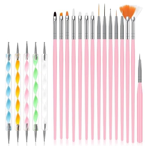URAQT Nail Art Brushes Set, 15pcs Acrylic Nail Brush Painting Pen and 5pcs Nail Dotting Tools, Nail Pen Designer Nail Art Painting Kit for Diy & Professional Use - Image 1