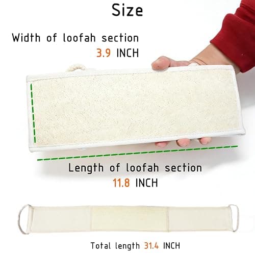 JouiiSiYa Widened Loofah Back Scrubber for Shower, Natural Loofah Sponge Back Scrubber for Women and Men, 1-pcs thumbnail 5
