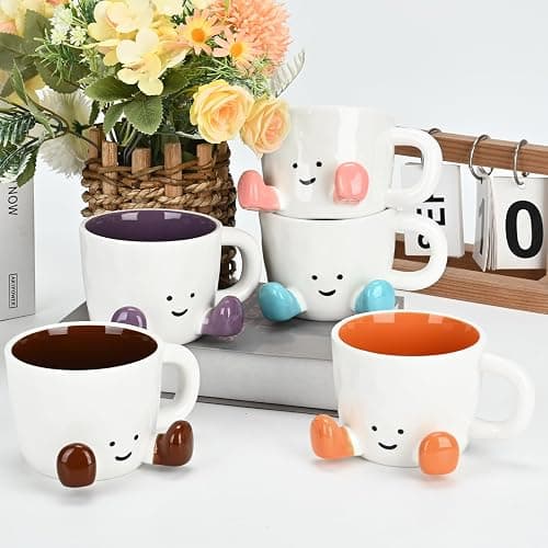 EWCEFIC Coffee Mugs,Cute funny Mug For Women, 380ml Unique Ceramic Coffee Tea Cups, Office Mug Gift (pink) thumbnail 9