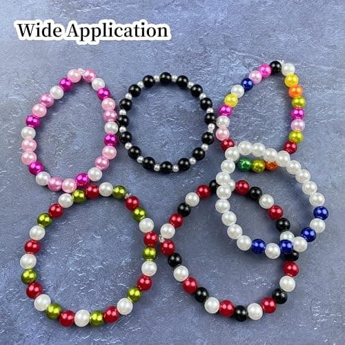 Pearl Beads,800 Pcs Craft Beads Loose Pearls 6mm Round Spacer Beads for Earring Bracelet Necklace Key Chains Jewelry DIY Craft Making,Decoration and Vase Filler(Black Red White) thumbnail 6