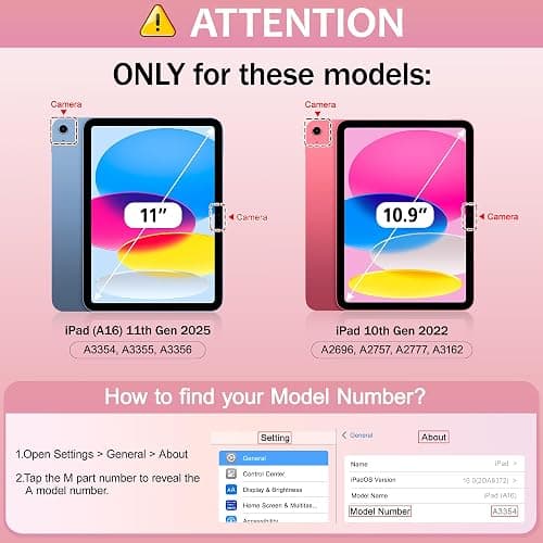 Tuiklol Case for iPad 11 inch (A16 Chip) 2025 Gen 11th / iPad 10.9 inch 2022 10th Gen, Buit in Pencil Holder with Shockproof Cover Clear Transparent Back Shell Auto Wake/Sleep,Spot-Pink thumbnail 2
