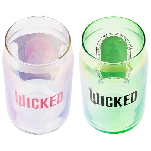 Silver Buffalo Wicked Featuring Elphaba and Glinda She's So Good and Don't Hide Your Magic 2 Pack Glass Jar Tumbler with Bamboo Lid and Glass Straw, 16 Ounces thumbnail 4