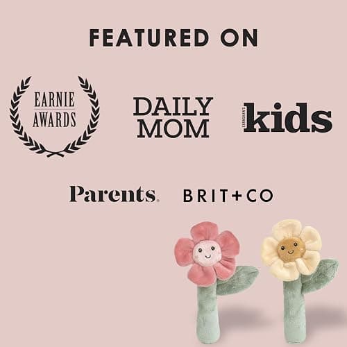 MON AMI Soft Baby Rattle Toy Set of 2 Pcs | 6-Inch Flower Shaped Plush Stuffed Rattle for Newborns | Sensory Development Toy for Infants & Toddlers | Ideal Gift for Baby Showers & Birthdays thumbnail 5