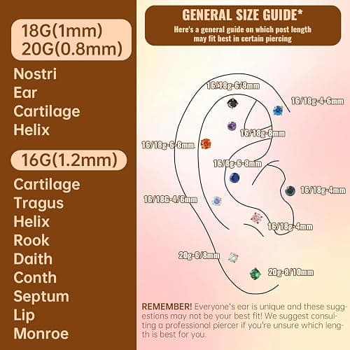 KaseStyle 20G Flat Back Earrings Studs 18G Nose Rings 24K Gold Plating 3 Pairs Titanium Threadless 16G Cartilage Earrings for Women Men Tragus Conch Helix Medusa Lip Piercing Jewelry thumbnail 6