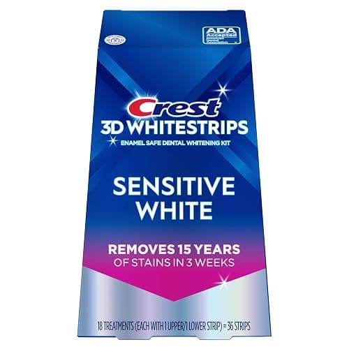Crest 3D Whitestrips Sensitive At-Home Teeth Whitening Kit, 18 Treatments, Gently Removes 15 Years of Stains, Crest Whitestrips, Teeth Whitening Kit thumbnail 8