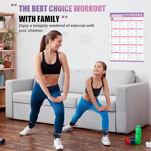 Ankle Resistance Bands with Cuffs, Ankle Bands for Working Out, Kickbacks Hip, Leg Glute Exercise Equipment with Training Poster, Resistance Workout Equipment for Women thumbnail 6