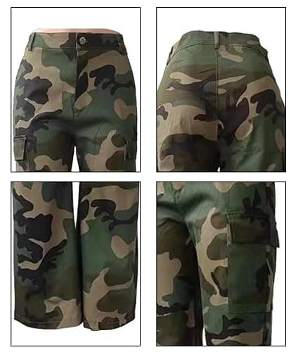 Vakkest Women's Oversized Camo Cargo Pants Jogger Trousers Workout Sweatpants Camouflage Army Fatigue with Pockets thumbnail 6