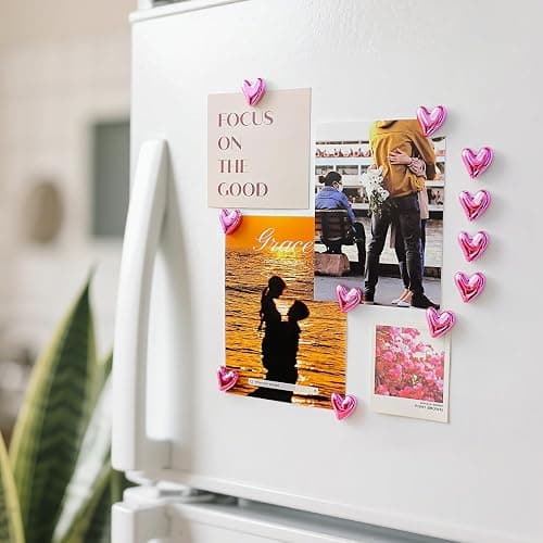 Janvelle 12PCS Refrigerator Magnets Pink Magnets for Fridge 0.83in Small Love Heart Cute Decorative Magnet Set for Home Kitchen Office Whiteboard Decor thumbnail 2