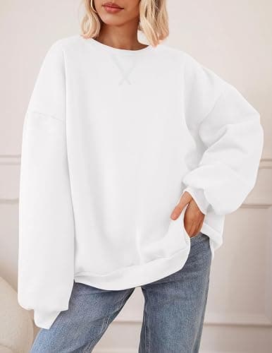 PRETTYGARDEN Sweatshirt for Women Trendy Casual Crewneck Long Sleeve Pullover Tops Fall Fashion Outfits 2025 Winter Clothes - White - Medium thumbnail 5