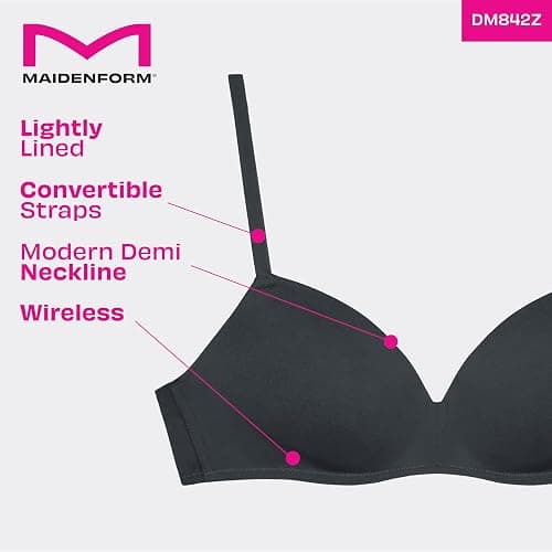 Maidenform, Modern Demi Wireless T-Shirt, Convertible Bra for Women, 2-Pack thumbnail 5