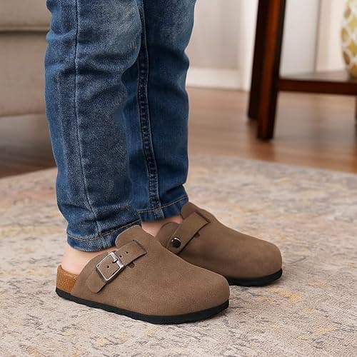 Project Cloud 100% Genuine Leather Kids Clogs with Natural Cork Footbed & Memory Foam Insole Arch Support - Non-Slip Clogs for Kids - Slippers Sandals for Boys & Girls Footwear thumbnail 2