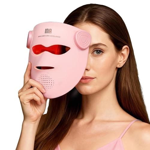 INIA GLOW 4D Wireless Red Light Therapy Mask for Face, Dual NIR, 320 LEDs | 4D Contour-Fit, Under-Eye Cooling, 4 Modes, Cordless & Rechargeable, Home & Travel Use, Skincare Gift for Women Wife Mom - Image 1