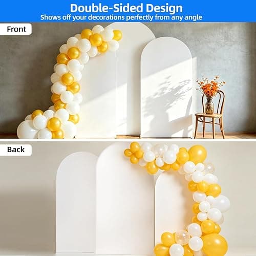 Hemmotop Stretchy White Arch Backdrop Cover Set of 3-7.2ft, 6.6ft, 6ft | Wrinkle-Free, Double-Sided, Spandex, for Wedding, Birthday, Baby Shower, Graduation Party, Reusable for Balloon Arches thumbnail 7