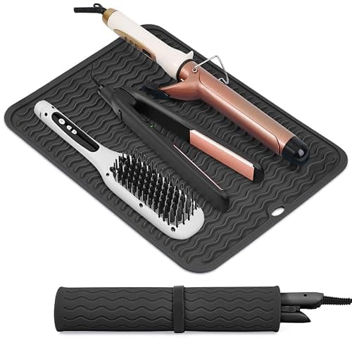 Suafrnut Oversize Silicone Heat Resistant Mat, Portable Travel Mat Cover with Velcro for Curling Irons, Flat Irons, Hair Straightener and Hot Hair Styling Tools(14.2" x 11") - Image 1