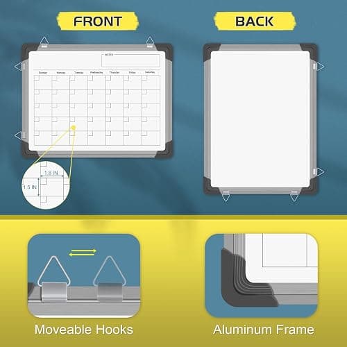Dry Erase Calendar Whiteboard for Wall, Polegas 16" X 12" Magnetic White Board Board, Small Wall Monthly Double Sided Boards Student, Home, Office (White) thumbnail 3