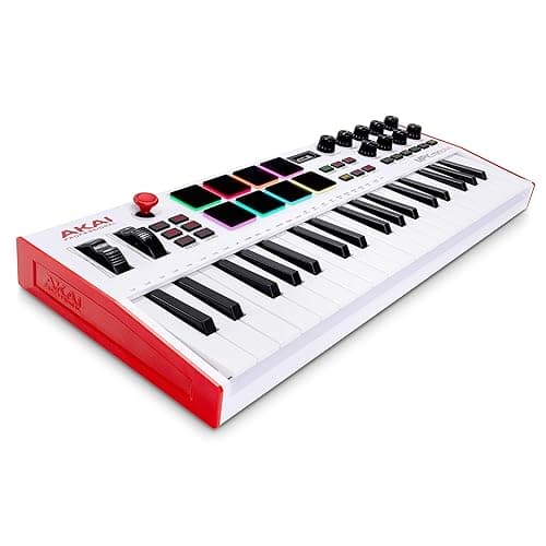 Akai Professional MPK Mini Plus - USB MIDI Keyboard Controller with 37 Mini Keys, 8 MPC Pads, Sequencer, MIDI/CV/Gate I/O and Native Instruments Sound Package, White Limited Edition - Image 1