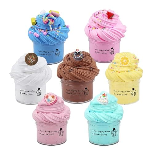 ZONEWAY 7 Pack Cake Butter Slime Kits, Soft and Non-Sticky Slime Kit Party Favors for Girls and Boys - Image 1