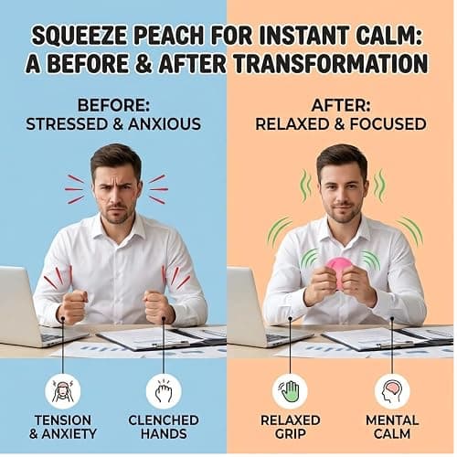 Pink Peach Squishy Toy, Slow Rising Stress Relief Fidget Toy | Realistic peach squishy shape, slowly rebounds after squeezing, relieves stress, cute desk decor & gift thumbnail 4