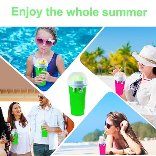 Slushie Maker Cup 2Pcs, 500ml Slushy Cup Silicone Slushy Maker Cup Quick Frozen Smoothies Squeeze Cooling Cup for Milk Shake, Fruit Juice, Cola thumbnail 6