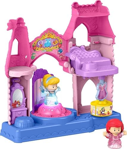 Fisher-Price Little People Disney Princess Shimmer & Glow Dress Shop | Playset with Lights & Sounds, Pretend Play with Cinderella and Ariel Figures, Toddlers & Kids Ages 18+ Months - Image 1