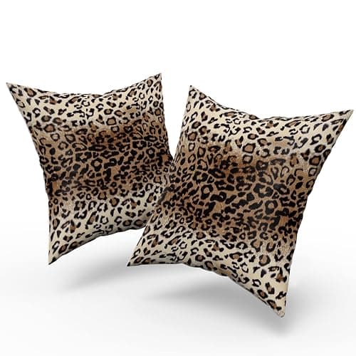 Brown Leopard Pillow Cover 20x20 Inches Cheetah Throw Pillows Set of 2 Soft Cotton Leopard Print Decorative Throw Pillow Covers for Home Couch Sofa Bedroom Livingroom - 20" x 20" (Pack of 2) - Leopard Brown thumbnail 4