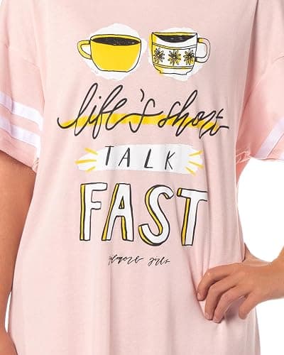 INTIMO Gilmore Girls Women's Luke's Diner Life's Short Talk Fast Nightgown Pajama Shirt Dress For Adults thumbnail 3