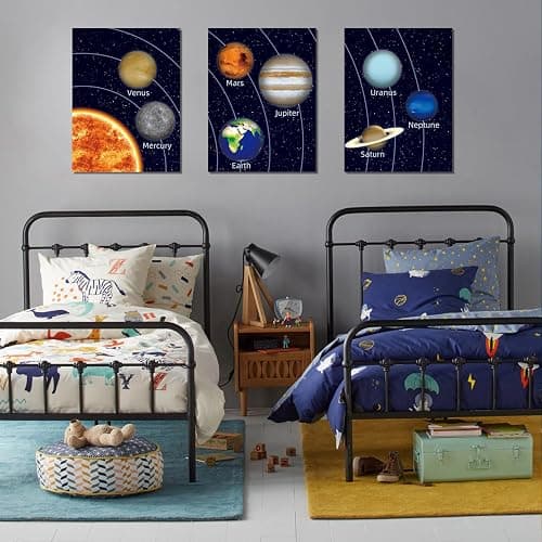 KAIRNE Boys Space Room Decor Framed Outer Space Wall Art Set of 3 (12X16inch) Kids Picture Planets Pictures Solar System Educational Teaching Poster for Boys Room Nursery Children Playroom Decor thumbnail 4