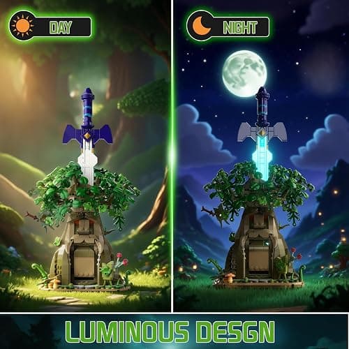Tree & Sword Building Block Set for Boys, Compatible with Lego Set, Luminous Sword & Coin Toss Game, Magic Tree Game Action Figures Collectible Model Toys Gifts for Adult, Kids 8+ thumbnail 5