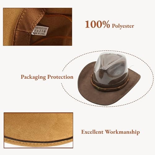 LIDHAY Cowboy Hat for Women and Men Western Cowgirl Hats Suede Cowboy Hat for Rodeo, Farming,Traveling,Outdoor Work thumbnail 4